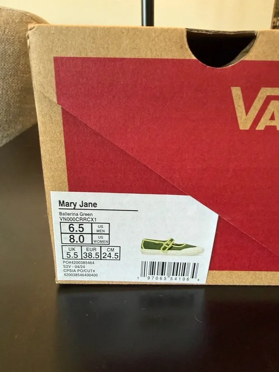 Vans Olive Green Mary Jane Sneakers with Cream Trim - Picture 7 of 7
